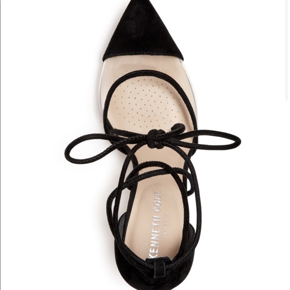 Black suede pumps with pvc toe detail and lace up - Picture 6 of 7